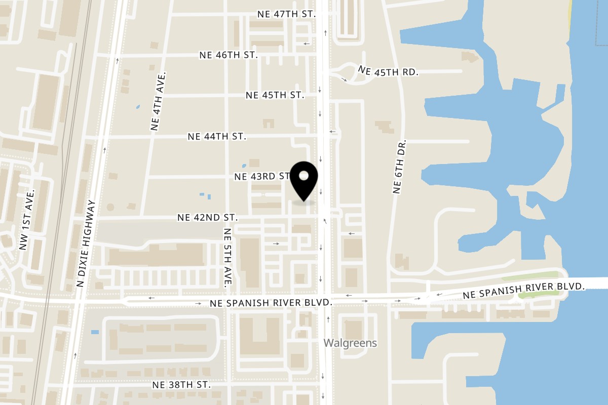 Map showing the location of How Ya Dough'n Pizza Spanish River on 4251 N Federal Hwy Ste 1 in Boca Raton