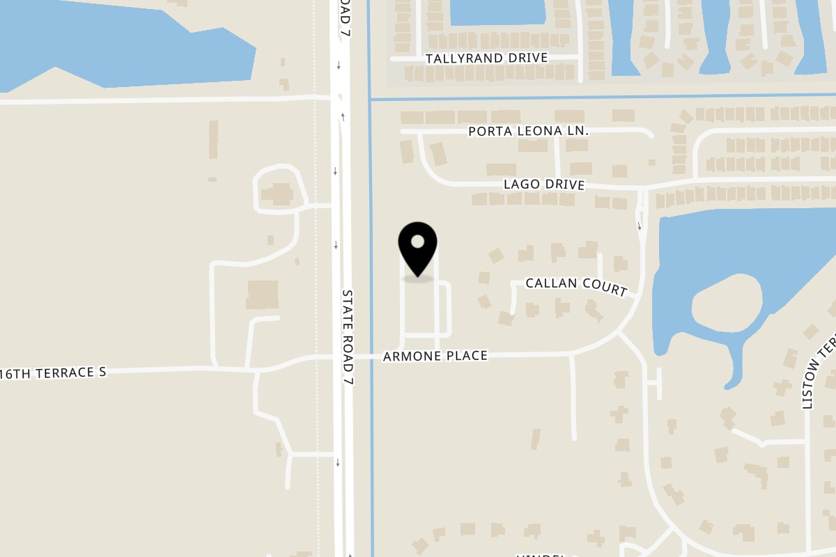 Map showing the location of How Ya Dough'n Pizza Boynton Beach on 8240 FL-7 Suite 260 in Boynton Beach